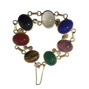 Vintage 14 Karat Yellow Gold Scarab Bracelet #12968